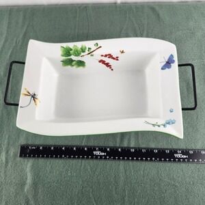 Temptations By Tara Wild Garden‎ Rectangular Baker White Floral Discontinued